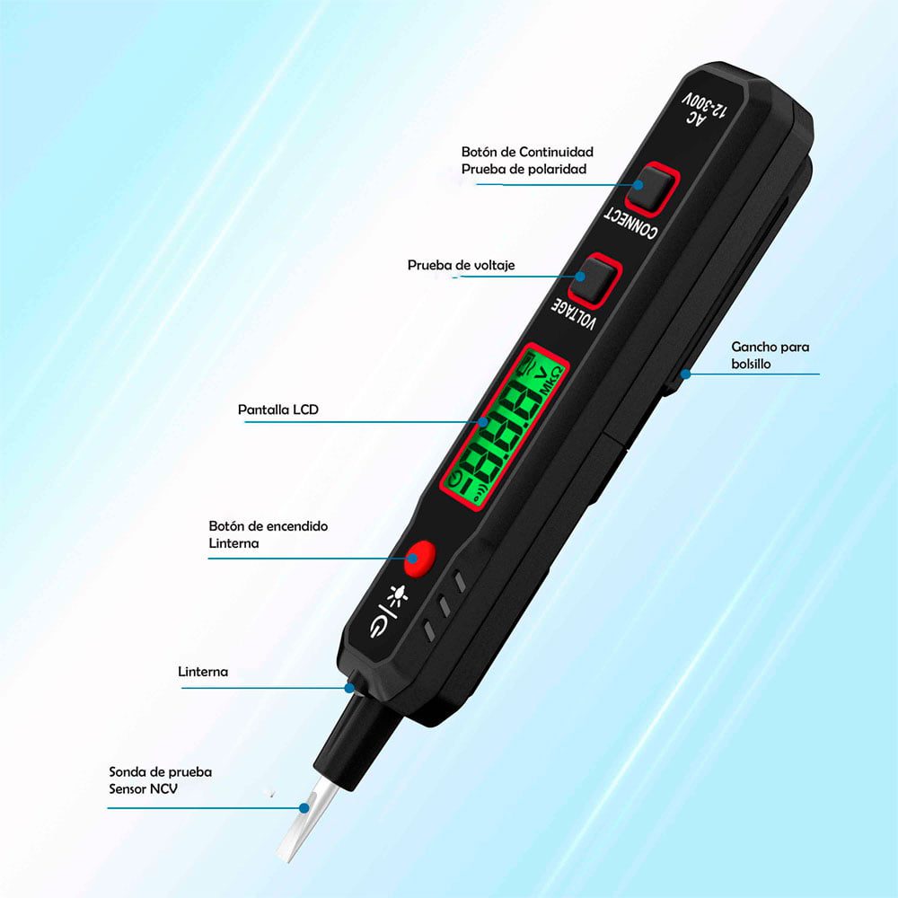 Kaiweets VT500. Detector de voltaje sin contacto de 12 a 300VAC - Imagen 6