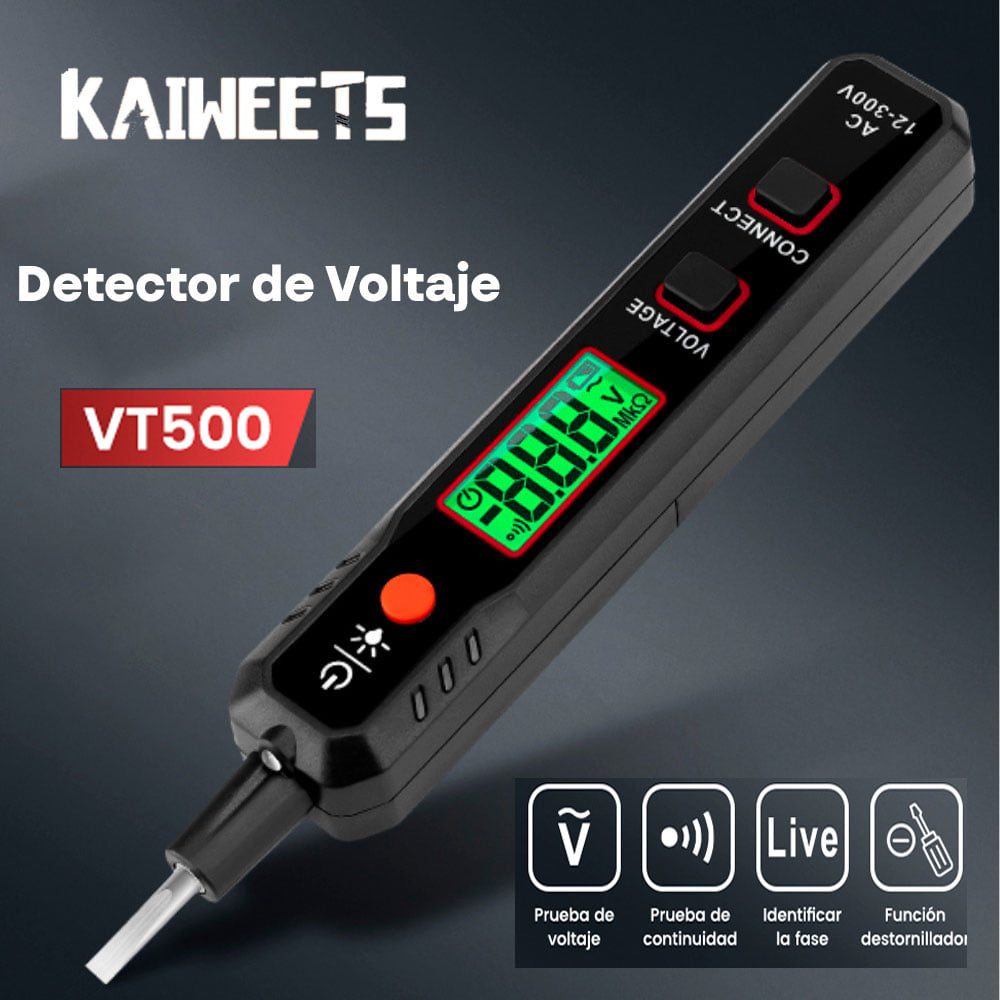 Kaiweets VT500. Detector de voltaje sin contacto de 12 a 300VAC